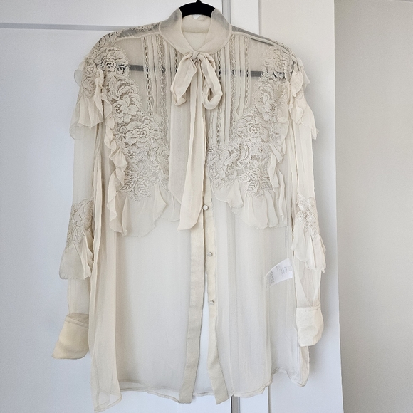 Valentino semi-sheer lace blouse 40 NWT - Picture 6 of 12